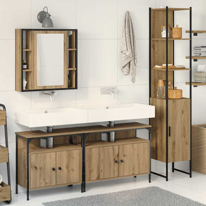 vidaXL Badezimmermöbel-Set mit Regal 4 pcs Artisan-Eiche Holzwerkstoff