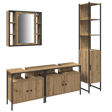 vidaXL Badezimmermöbel-Set mit Regal 4 pcs Artisan-Eiche Holzwerkstoff