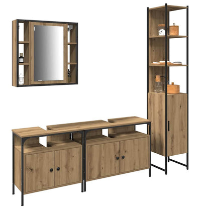 vidaXL Badezimmermöbel-Set mit Regal 4 pcs Artisan-Eiche Holzwerkstoff