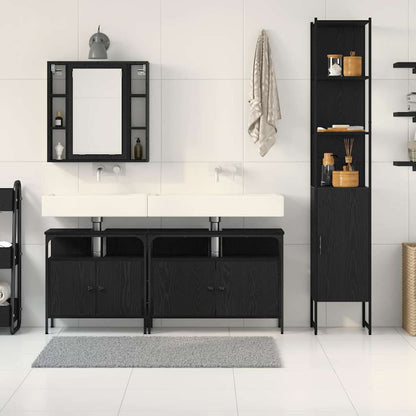 vidaXL Ensemble de meubles de salle de bain 4 pcs Noir aspect chêne Aggloméré