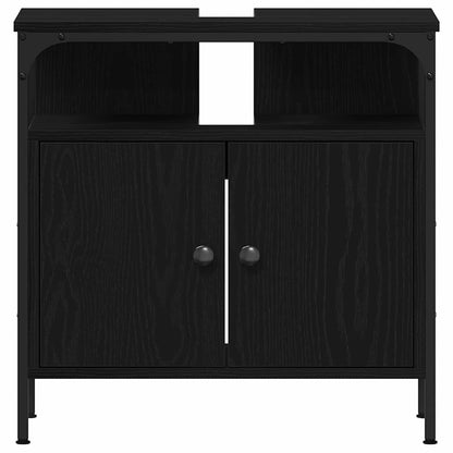 vidaXL Ensemble de meubles de salle de bain 4 pcs Noir aspect chêne Aggloméré