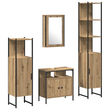 vidaXL Badezimmermöbel Set mit Regal 4 pcs Artisan-Eiche Holzwerkstoff