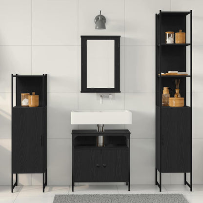 vidaXL Badezimmermöbel Set 4 pcs Schwarz Eichen-Optik Holzwerkstoff