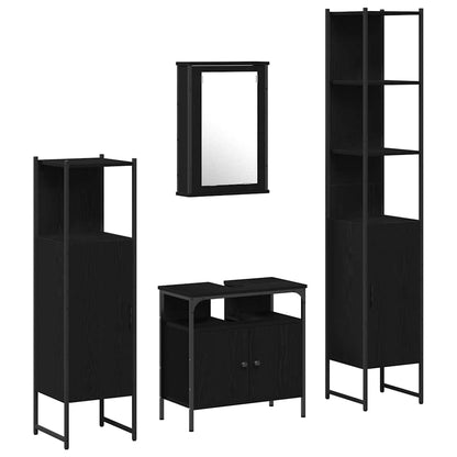 vidaXL Badezimmermöbel Set 4 pcs Schwarz Eichen-Optik Holzwerkstoff