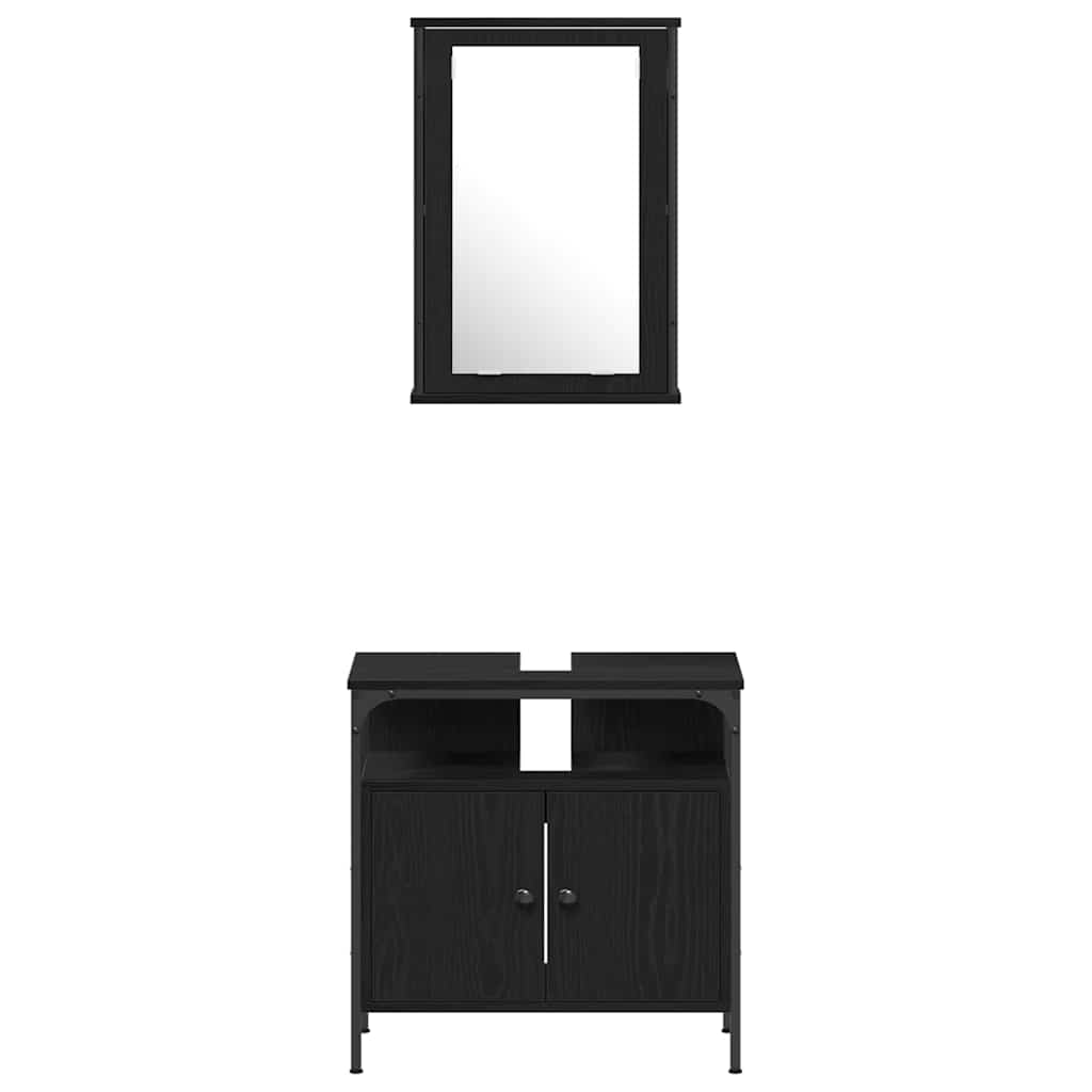 vidaXL Badezimmermöbel Set 4 pcs Schwarz Eichen-Optik Holzwerkstoff