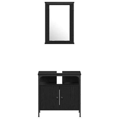 vidaXL Badezimmermöbel Set 4 pcs Schwarz Eichen-Optik Holzwerkstoff