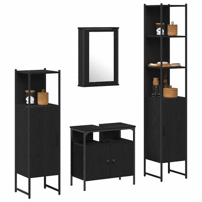 vidaXL Badezimmermöbel Set 4 pcs Schwarz Eichen-Optik Holzwerkstoff