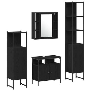 vidaXL Ensemble de meubles de salle de bain 4 pcs Noir aspect chêne Aggloméré