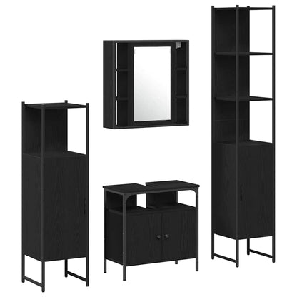 vidaXL Ensemble de meubles de salle de bain 4 pcs Noir aspect chêne Aggloméré