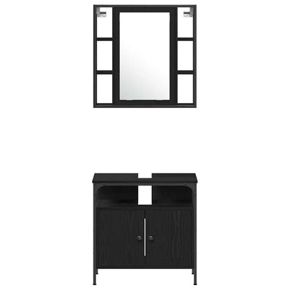 vidaXL Ensemble de meubles de salle de bain 4 pcs Noir aspect chêne Aggloméré
