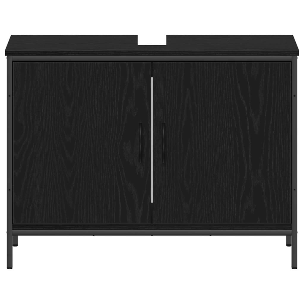 Badezimmermöbel-Set mit Regal 4 pcs Schwarz Holzwerkstoff