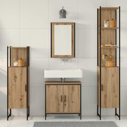 vidaXL Badezimmermöbel-Set mit Regal mit Tür 4 pcs Braun Holzwerkstoff