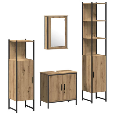 vidaXL Badezimmermöbel-Set mit Regal mit Tür 4 pcs Braun Holzwerkstoff