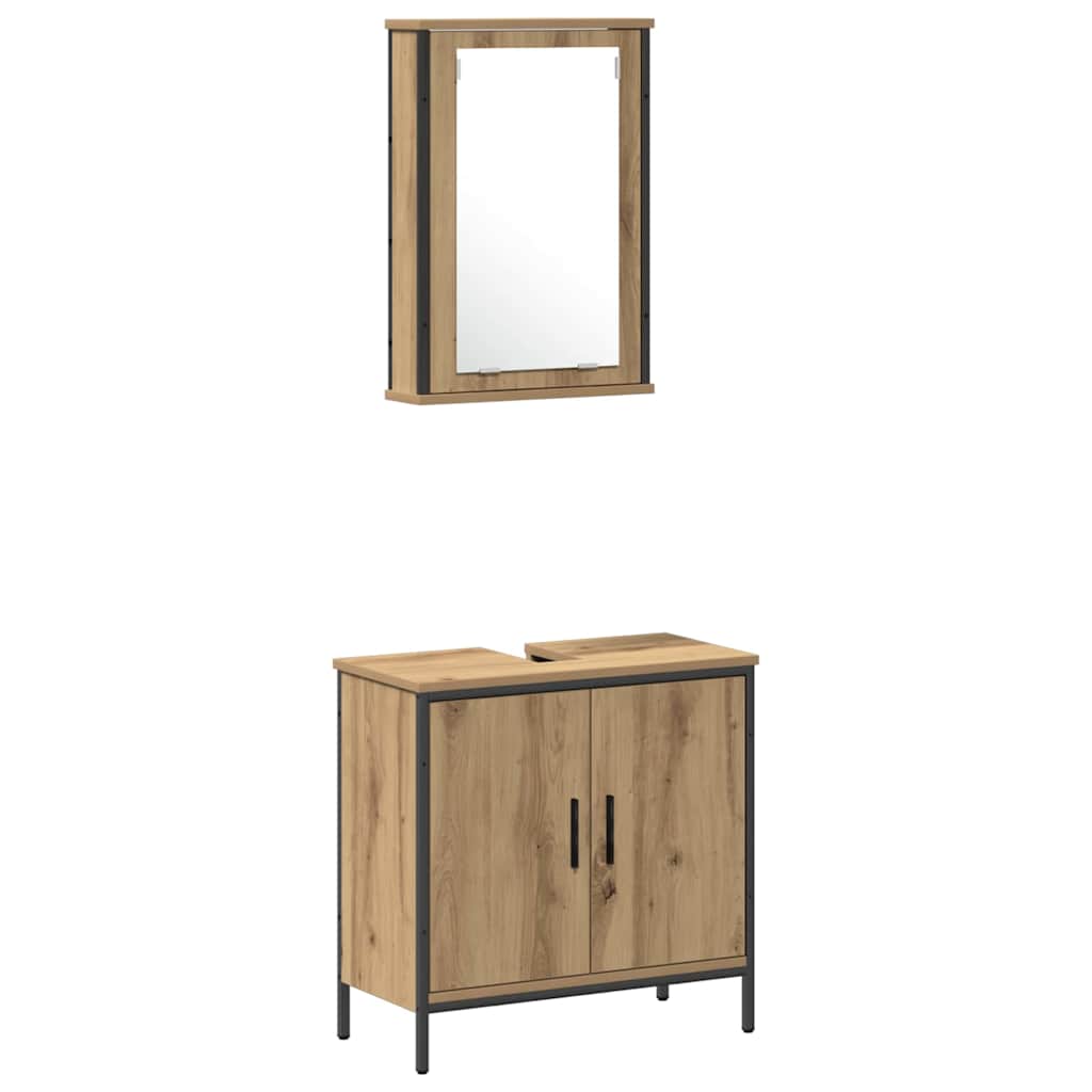 vidaXL Badezimmermöbel-Set mit Regal mit Tür 4 pcs Braun Holzwerkstoff