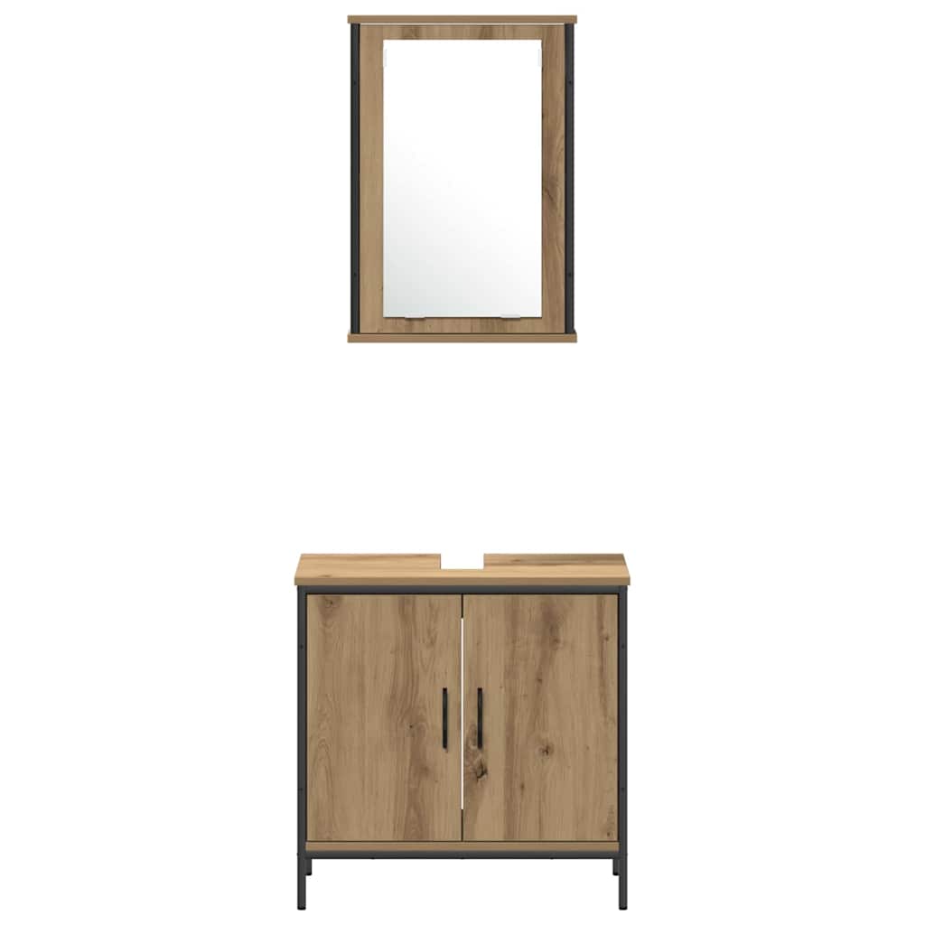 vidaXL Badezimmermöbel-Set mit Regal mit Tür 4 pcs Braun Holzwerkstoff