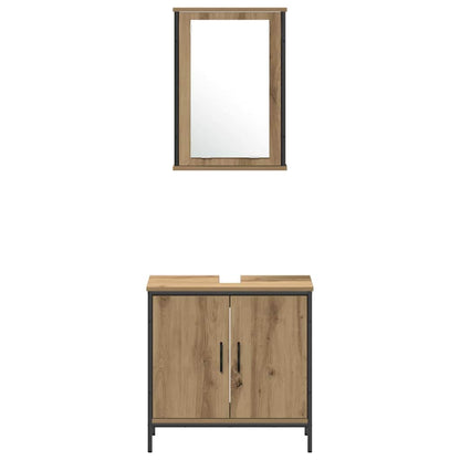vidaXL Badezimmermöbel-Set mit Regal mit Tür 4 pcs Braun Holzwerkstoff