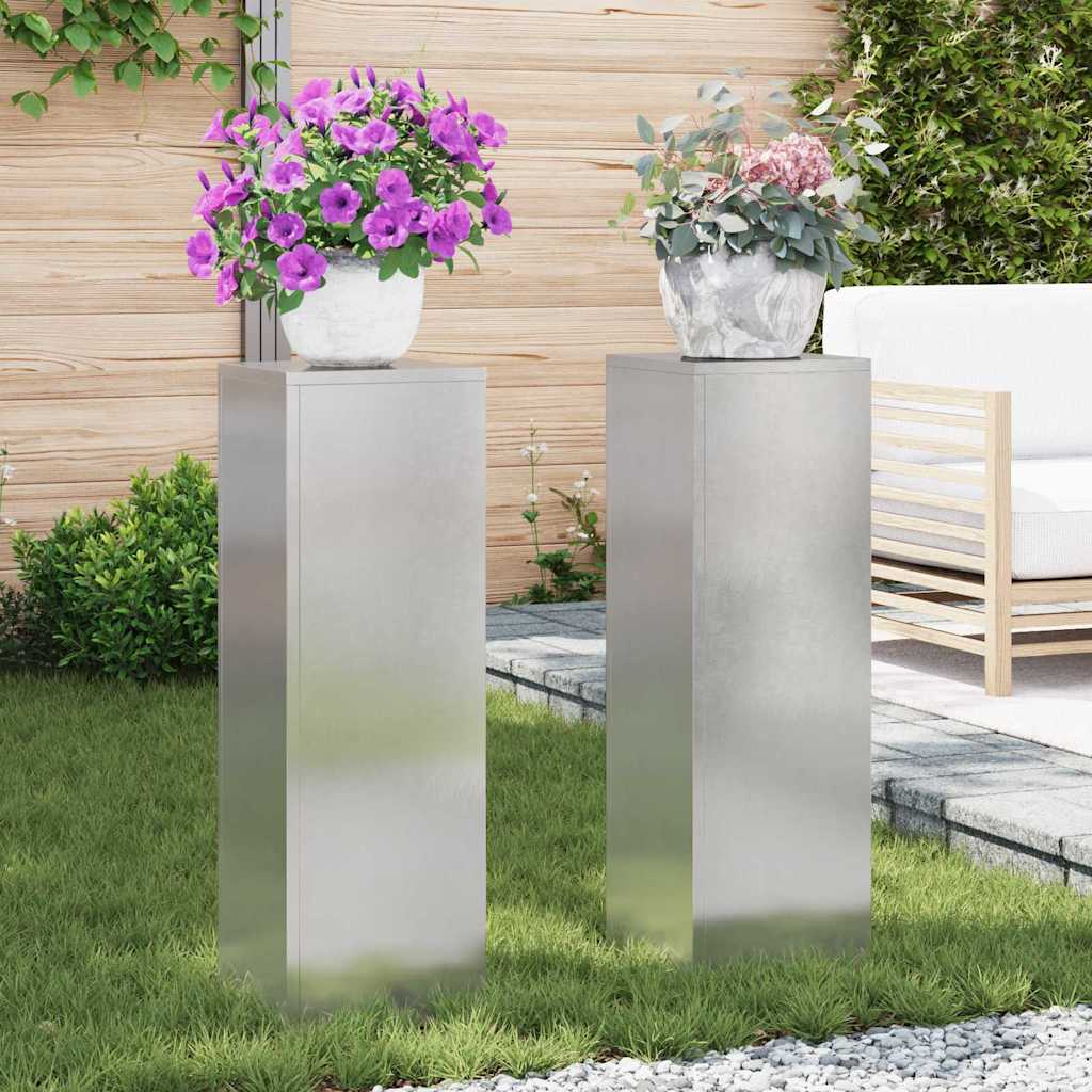 vidaXL Pflanzenständer 2 pcs Silber 24 x 24 x 75 cm Edelstahl
