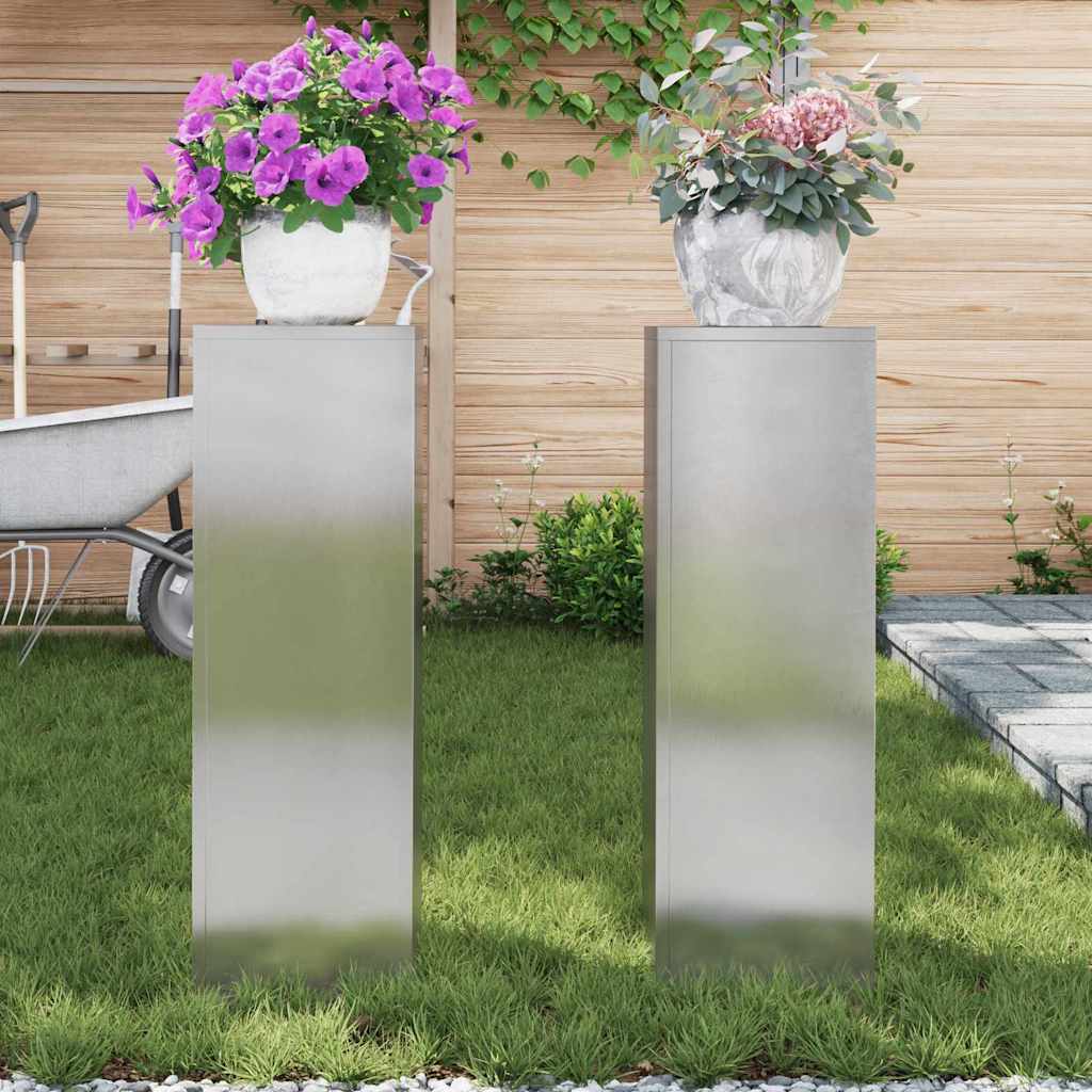 vidaXL Pflanzenständer 2 pcs Silber 24 x 24 x 75 cm Edelstahl