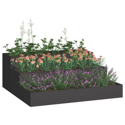 vidaXL Garten-Pflanzgefäß Schwarz 90 x 90 x 35 cm Kaltgewalzter Stahl