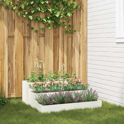 vidaXL Garten-Pflanzgefäß Weiß 90 x 90 x 35 cm Kaltgewalzter Stahl
