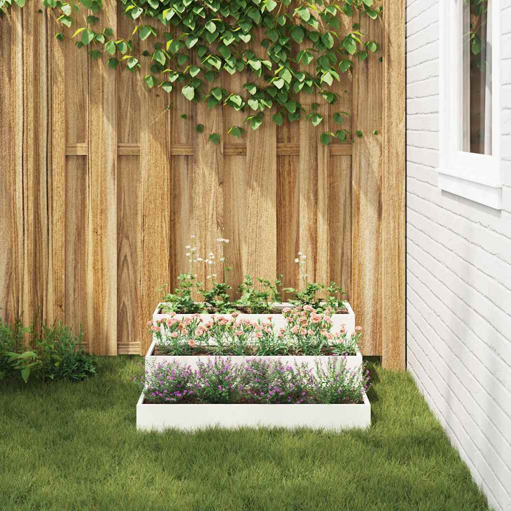 vidaXL Garten-Pflanzgefäß Weiß 90 x 90 x 35 cm Kaltgewalzter Stahl