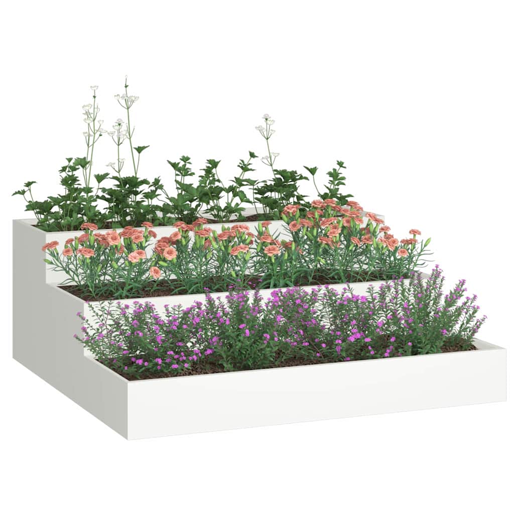 vidaXL Garten-Pflanzgefäß Weiß 90 x 90 x 35 cm Kaltgewalzter Stahl