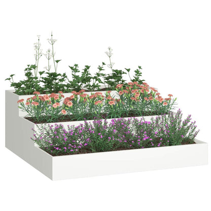vidaXL Garten-Pflanzgefäß Weiß 90 x 90 x 35 cm Kaltgewalzter Stahl