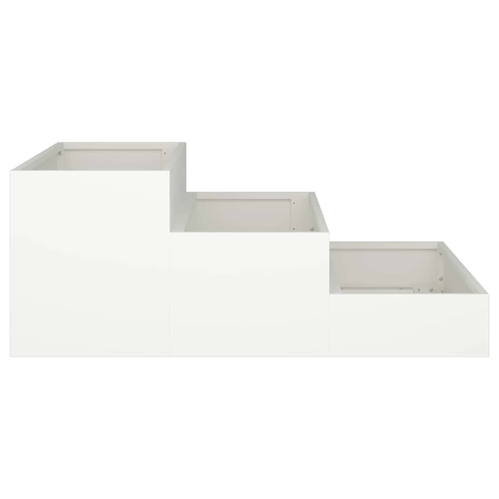 vidaXL Garten-Pflanzgefäß Weiß 90 x 90 x 35 cm Kaltgewalzter Stahl
