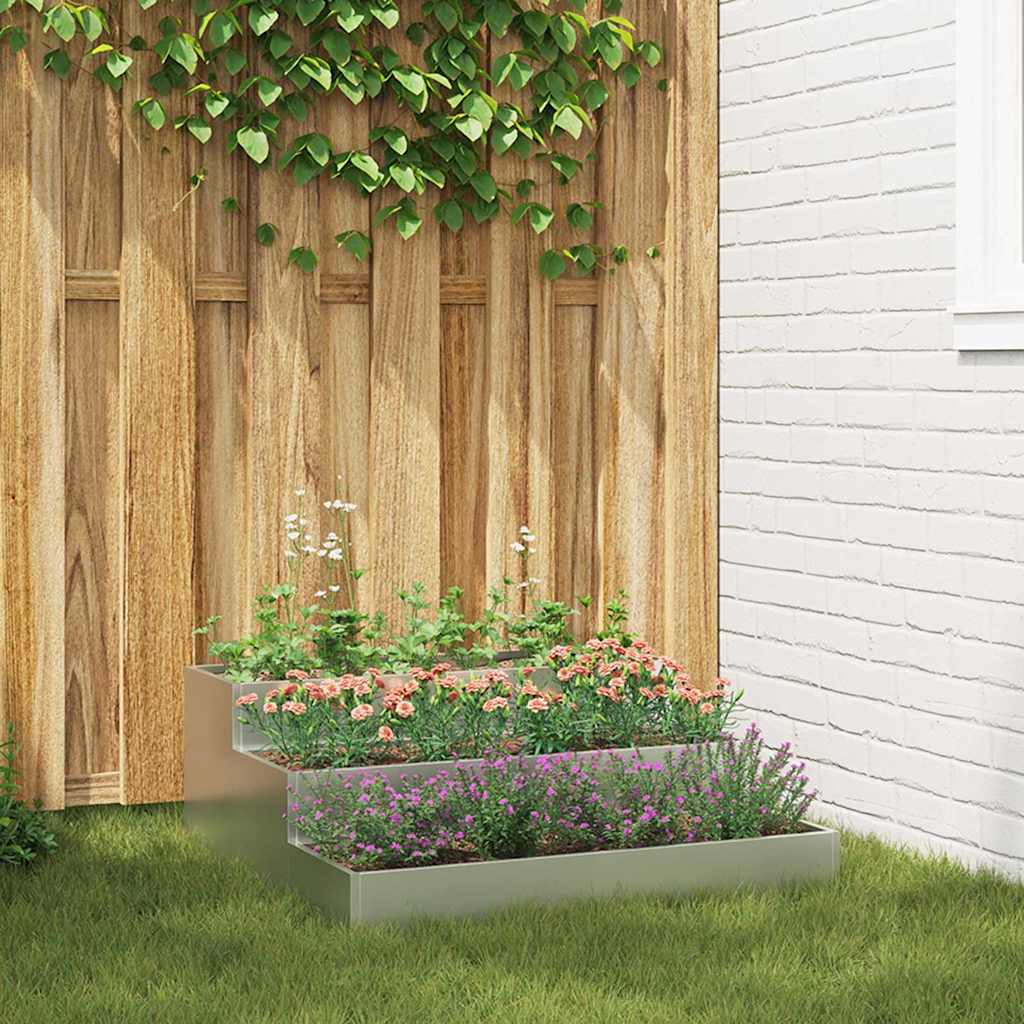 vidaXL Garten-Pflanzgefäß Silber 90 x 90 x 35 cm Verzinkter Stahl