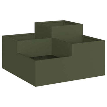 vidaXL Gartenblumentopf Olivgrün 80 x 80 x 48 cm Stahl
