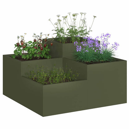 Gartenblumentopf Olivgrün 80 x 80 x 48 cm Stahl