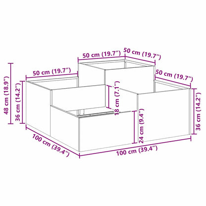 vidaXL Gartenblumentopf Schwarz 100 x 100 x 48 cm Stahl