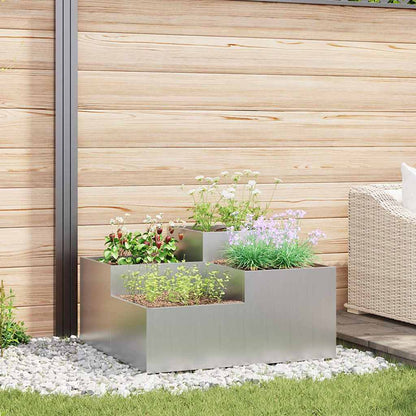 vidaXL Gartenblumentopf Silber 100 x 100 x 48 cm Verzinkter Stahl