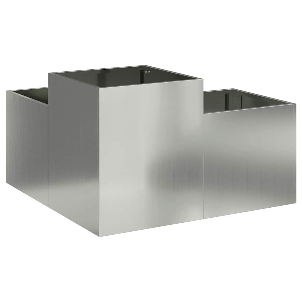 vidaXL Gartenblumentopf Silber 100 x 100 x 48 cm Verzinkter Stahl