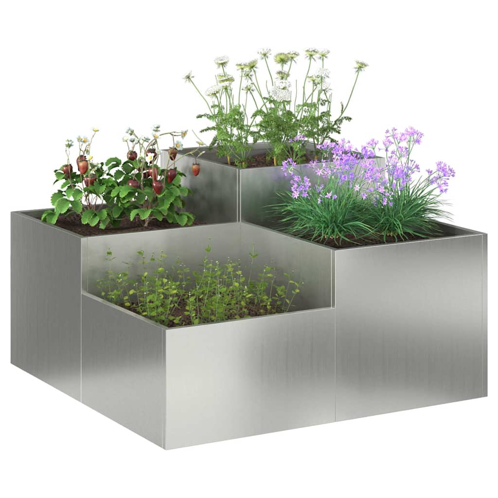 vidaXL Gartenblumentopf Silber 100 x 100 x 48 cm Verzinkter Stahl