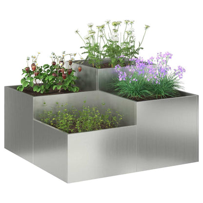 vidaXL Gartenblumentopf Silber 100 x 100 x 48 cm Verzinkter Stahl