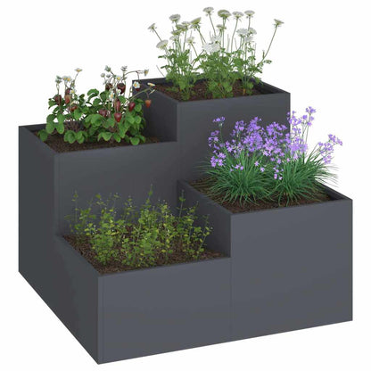 vidaXL Gartenblumentopf Anthrazit 80 x 80 x 60 cm Stahl
