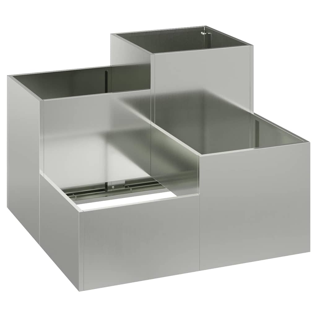 vidaXL Gartenblumentopf Silber 80 x 80 x 60 cm Verzinkter Stahl