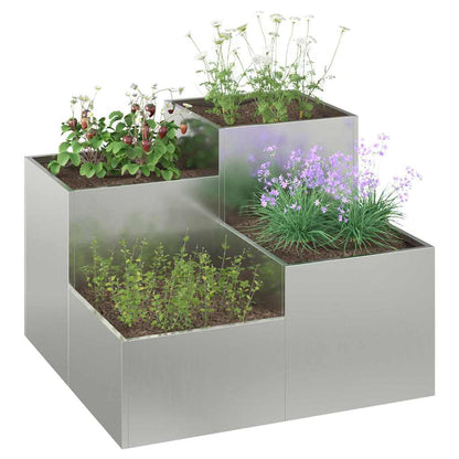 vidaXL Gartenblumentopf Silber 80 x 80 x 60 cm Verzinkter Stahl