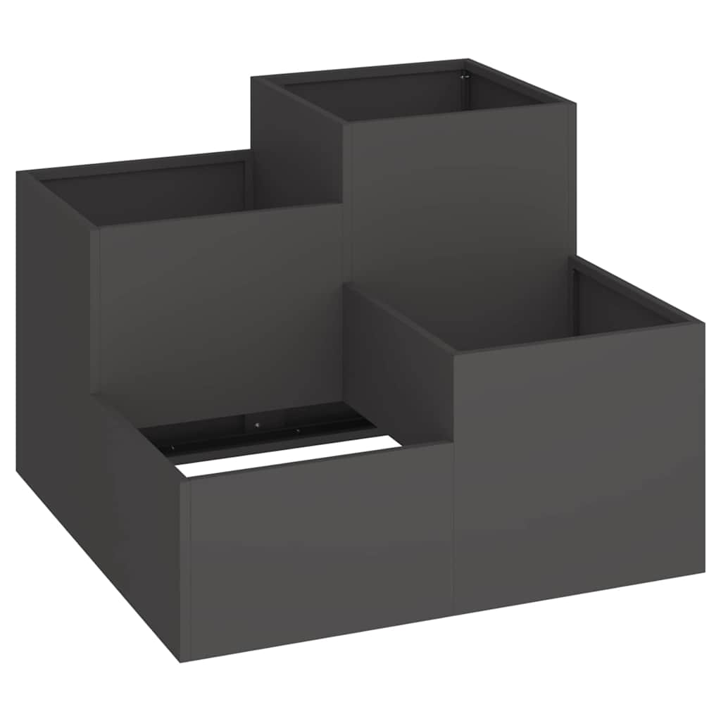 vidaXL Gartenblumentopf Schwarz 100 x 100 x 60 cm Stahl