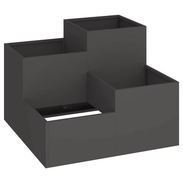vidaXL Gartenblumentopf Schwarz 100 x 100 x 60 cm Stahl
