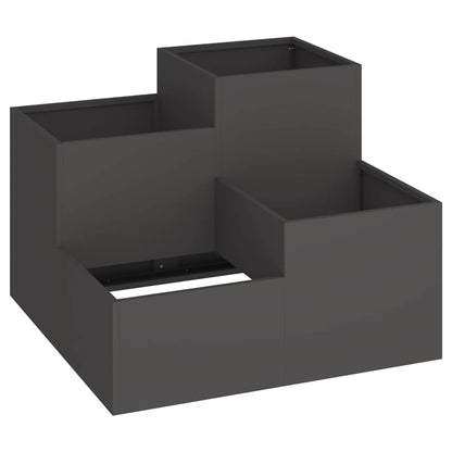 vidaXL Gartenblumentopf Schwarz 100 x 100 x 60 cm Stahl