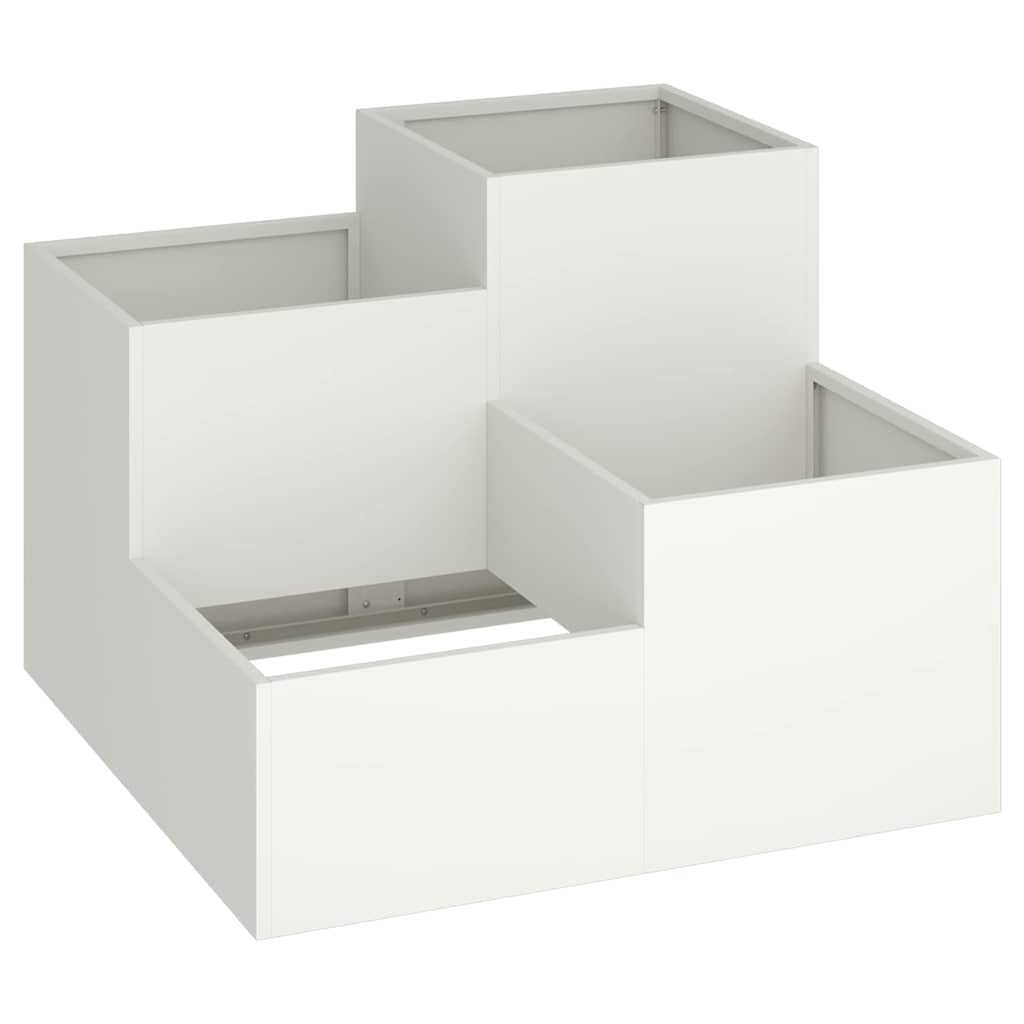 vidaXL Gartenblumentopf Weiß 100 x 100 x 60 cm Stahl