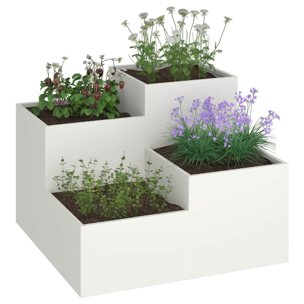 vidaXL Gartenblumentopf Weiß 100 x 100 x 60 cm Stahl