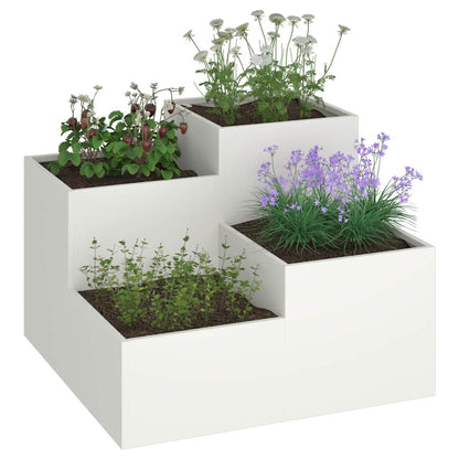 vidaXL Gartenblumentopf Weiß 100 x 100 x 60 cm Stahl
