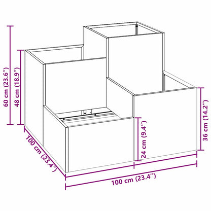 vidaXL Gartenblumentopf Weiß 100 x 100 x 60 cm Stahl