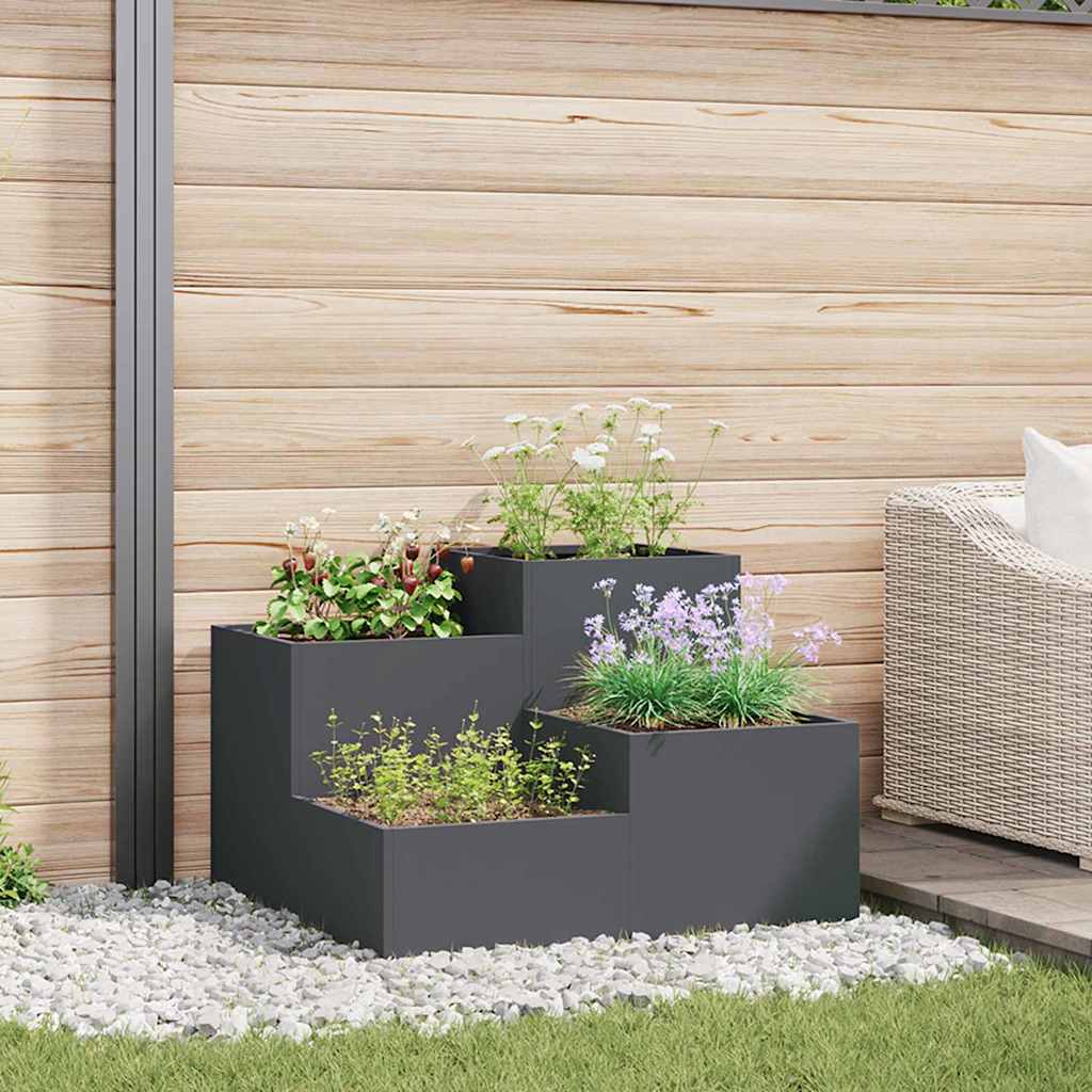 vidaXL Gartenblumentopf Anthrazit 100 x 100 x 60 cm Stahl