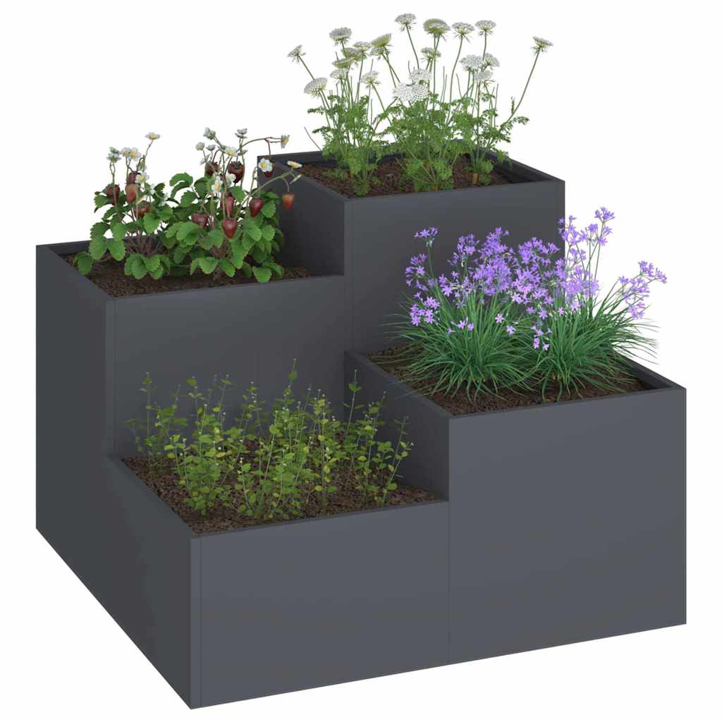 vidaXL Gartenblumentopf Anthrazit 100 x 100 x 60 cm Stahl