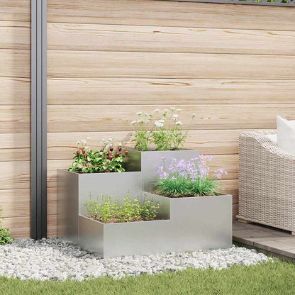 vidaXL Gartenblumentopf Silber 100 x 100 x 60 cm Verzinkter Stahl