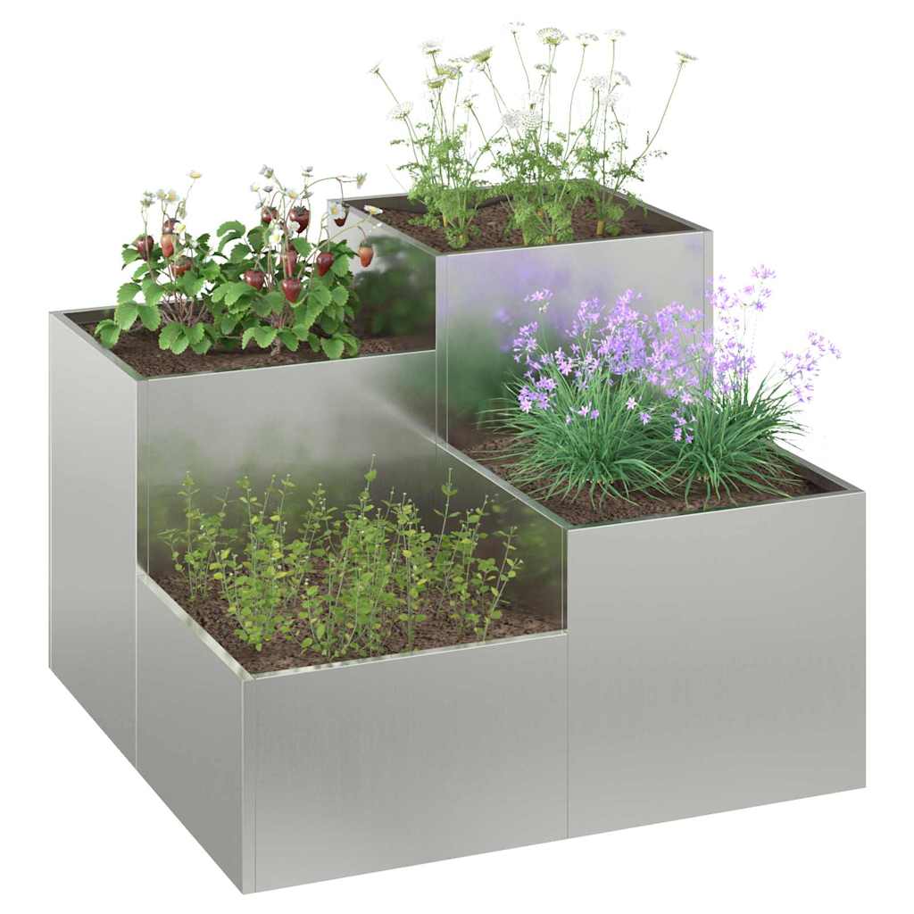 vidaXL Gartenblumentopf Silber 100 x 100 x 60 cm Verzinkter Stahl